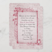 アンティークピンクの輝きフローラフレームの誓の更新 招待状 (正面/裏面)