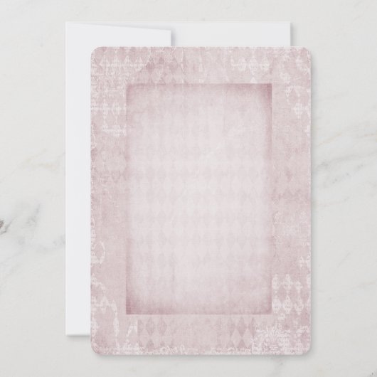 アンティークピンクの輝きフローラフレームの誓の更新 招待状 (裏面)