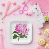 アンティークピンクアジサイ ペーパープレート (パーティー)