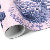 アンティークピンクインディゴブルーヴィンテージフローラトイル ラッピングペーパー (ロールコーナー)