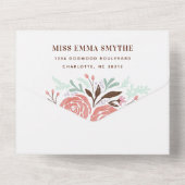 アンティークピンクウォーターバラ結婚ズ オールインワン招待状 (裏面)