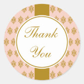 アンティークピンクサンキューステッカー ラウンドシール (正面)