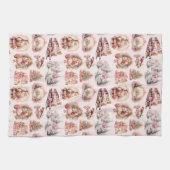 アンティークピンクビクトリアンのクリスマス用キッチンタオル キッチンタオル (横)