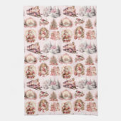 アンティークピンクビクトリアンのクリスマス用キッチンタオル キッチンタオル (縦)