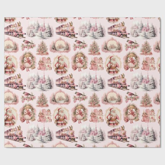 アンティークピンクビクトリアンクリスマスラッピング紙 ラッピングペーパー (フラット)