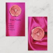 アンティークピンクブドウ、明るい赤紫色シルククロス 名刺 (正面/裏面)
