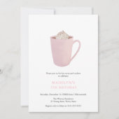 アンティークピンクホットチョコレートクッキー誕生日パーティー 招待状 (正面)