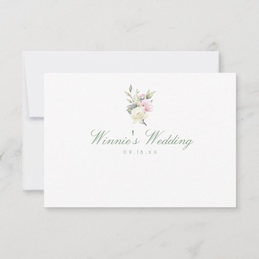 アンティークピンクローズブライドメイドカード 招待状 (裏面)