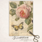 アンティークピンクローゼズウィズバタフライデクページ 薄葉紙