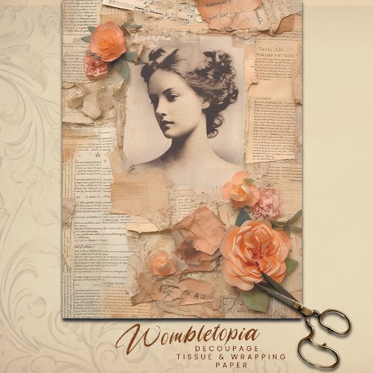 アンティークピーチエフェラビクトリアンブロッサムデクページ 薄葉紙