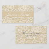 アンティークピーチファンシーレースエレガント名刺 名刺 (正面/裏面)