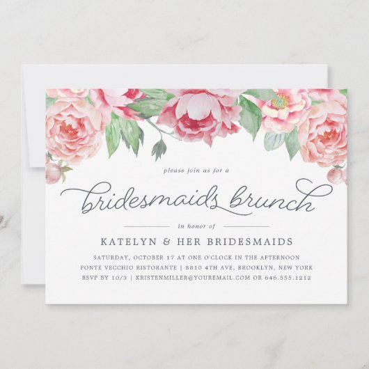 アンティークピーニブリデスメイドブルンチ招待状 招待状 (正面)