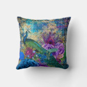 アンティークピ図解入りの、写真付きのーコック&フラワーグランジズ クッション (裏面)