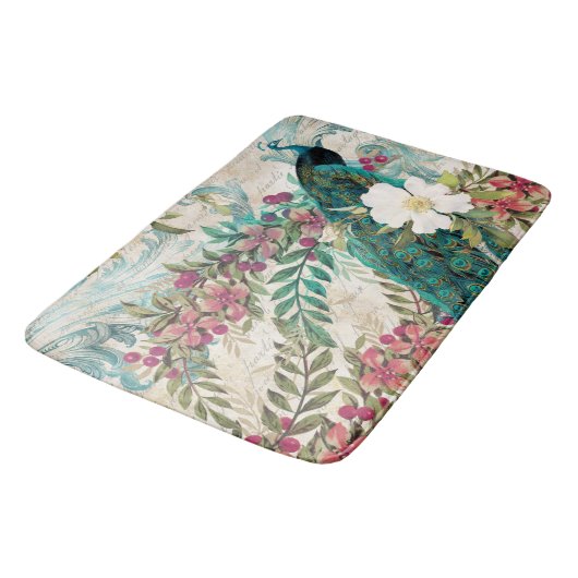 アンティークピ図解入りの、写真付きのーコック&フラワーグランジズ バスマット (アングル)