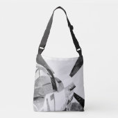 アンティークファイター飛行機B&W クロスボディバッグ (正面)