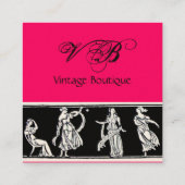 アンティークファッションブティックブラックホットピンクモノグラム スクエア名刺 (裏面)