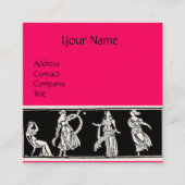 アンティークファッションブティックブラックホットピンクモノグラム スクエア名刺 (正面)