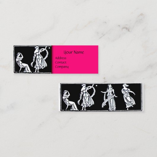 アンティークファッションブティック白黒ホットピンク スキニー名刺 (正面/裏面)