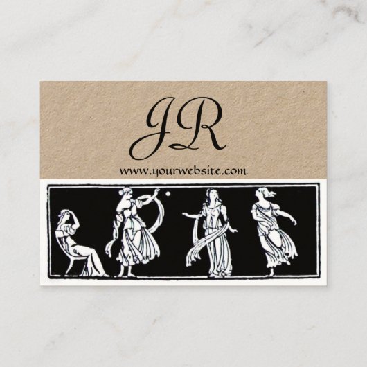 アンティークファッションモノグラム白黒クラフト紙 名刺 (裏面)