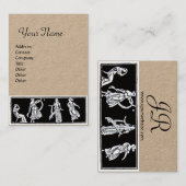 アンティークファッションモノグラム白黒クラフト紙 名刺 (正面/裏面)