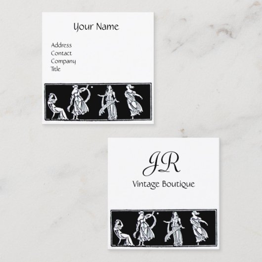 アンティークファッション/ヴィンテージブティックモノグラム スクエア名刺 (正面/裏面)