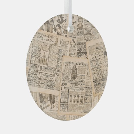 アンティークファッション：新聞広告のページ ガラスオーナメント (正面右)