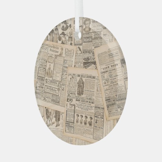 アンティークファッション:新聞広告のページ ガラスオーナメント (正面左)