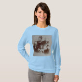 アンティークファミリーコラージュフォトB&Wイメージ長袖 Tシャツ (正面フル)