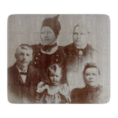 アンティークファミリーコラージュフォトB&Wイメージ カッティングボード (正面)