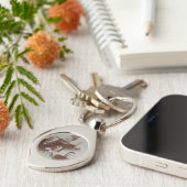 アンティークファミリーコラージュフォトB&Wイメージ キーホルダー (側面)