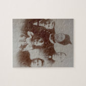 アンティークファミリーコラージュフォトB&Wイメージ ジグソーパズル (横)