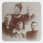アンティークファミリーコラージュフォトB&Wイメージ スクエアシール (正面)