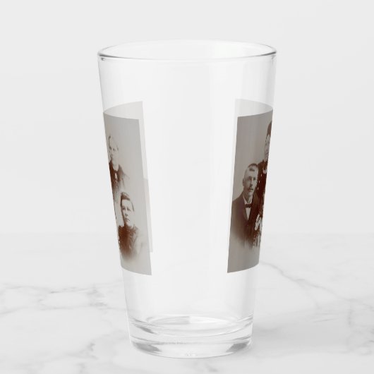 アンティークファミリーコラージュフォトB&Wイメージ タンブラーグラス (右)