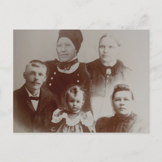 アンティークファミリーコラージュフォトB&Wイメージ ポストカード (正面)