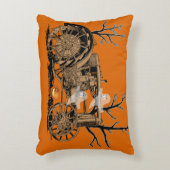 アンティークファームトラクタハロウィーン幽霊カボチャファーム アクセントクッション (正面(垂直))