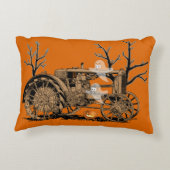 アンティークファームトラクタハロウィーン幽霊カボチャファーム アクセントクッション (裏面)