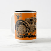 アンティークファームトラクタハロウィーン幽霊カボチャファーム ツートーンマグカップ (正面左)