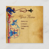 アンティークフィレンチン羊皮紙レッドワックスシールモノグラム スクエア名刺 (正面)