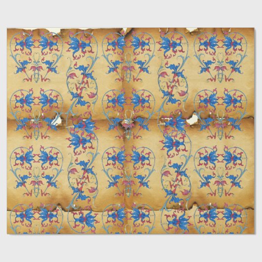 アンティークフィレンツェ羊皮紙、フローラハートモチーフ ラッピングペーパー (フラット)