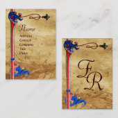 アンティークフィレンツェ茶色パーチメントモノグラム 名刺 (正面/裏面)