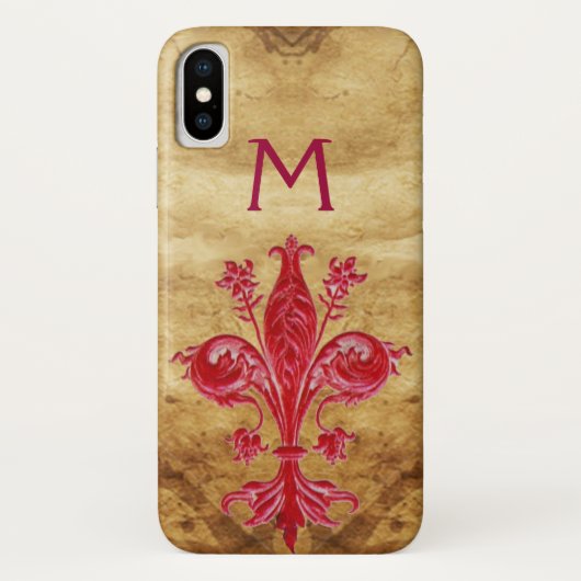 アンティークフィレンツェ赤ゆり(紋章の)フラ・ダ・リ羊皮紙 Case-Mate iPhoneケース (裏面)