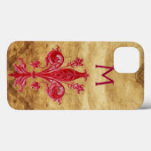 アンティークフィレンツェ赤ゆり(紋章の)フラ・ダ・リ羊皮紙 Case-Mate iPhoneケース (裏面 (横))