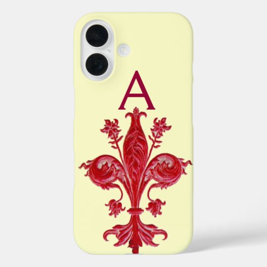 アンティークフィレンツェ赤ユリ，（紋章の）フラ・ダ・リ，モノグラム Case-Mate iPhoneケース (裏面)