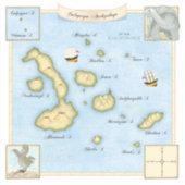 アンティークフェイクガラパゴス諸島の船舶の地図 シール (正面)