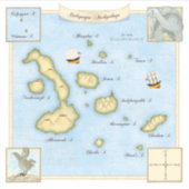アンティークフェイクガラパゴス諸島の船舶の地図 シール (正面)