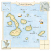 アンティークフェイクガラパゴス諸島の船舶の地図 シール (正面)