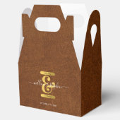 アンティークフェイクレザー&金ゴールドモノグラム結婚ズ フェイバーボックス (オープン)