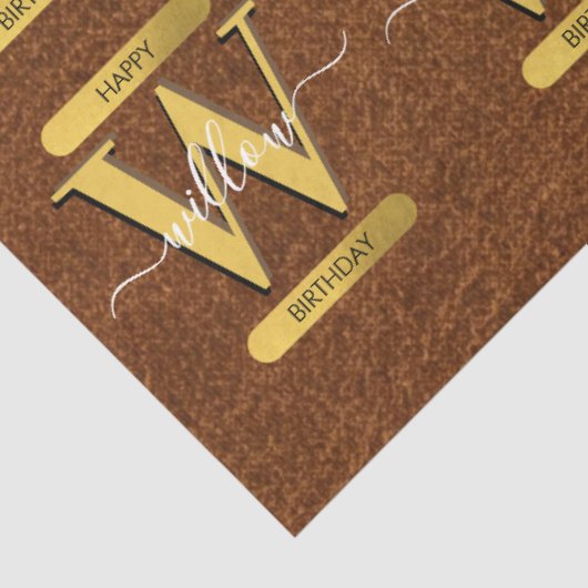 アンティークフェイクレザー&金ゴールドモノグラム誕生日 薄葉紙 (詳細)