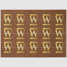 アンティークフェイクレザー&金ゴールドモノグラム誕生日 薄葉紙