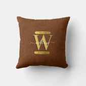 アンティークフェイクレザー&金ゴールドモノグラム クッション (裏面)